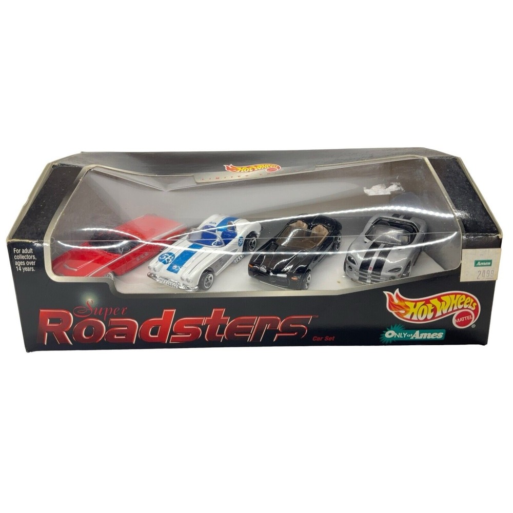 Vintage 90s Hot Wheels Super Roadsters 4 Car Set Limited Edition 1:64 Boxed